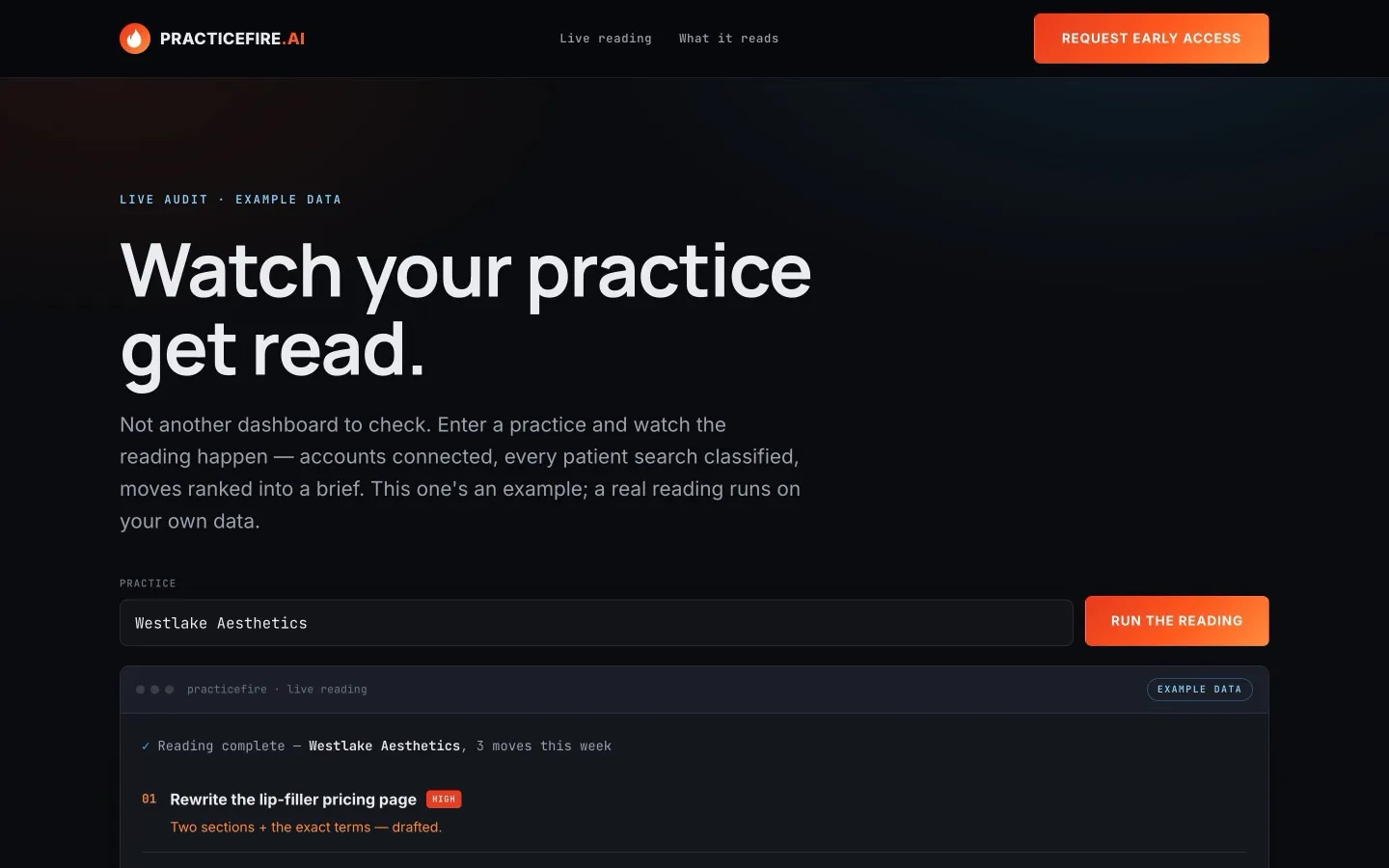 Screenshot of the Live Audit homepage variant