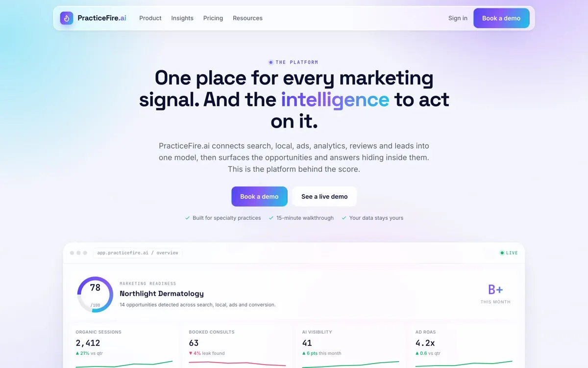 Screenshot of the Pulse Insights v2 — Product homepage variant