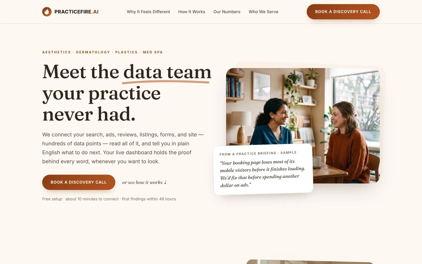 Screenshot of the Warm homepage variant